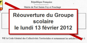 Fermeture exceptionnelle du Groupe Scolaire