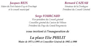 Invitation inauguration Place Elie PHILIT