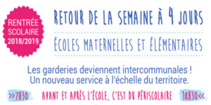 Rentrée scolaire 2018/2019 : La garderie devient intercommunale et la semaine de 4 jours est de retour !