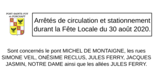 30082020 circulation stationnement interdits fête locale