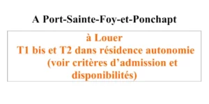 À Louer, T1 bis et T2 dans Résidence Autonomie