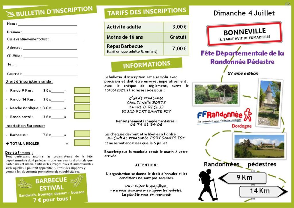 Bulletin Fête Départementale 2021