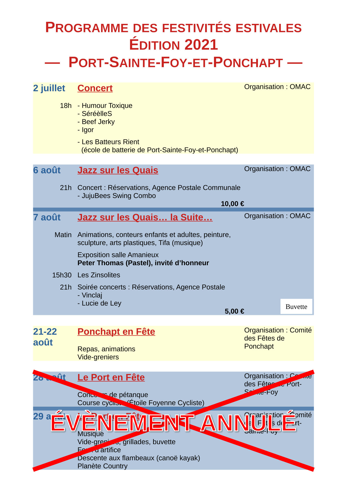 Programme Eté 2021