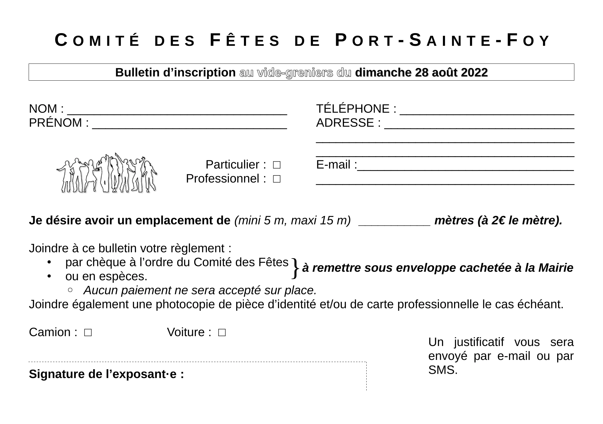 Bulletin d'inscription vide-greniers