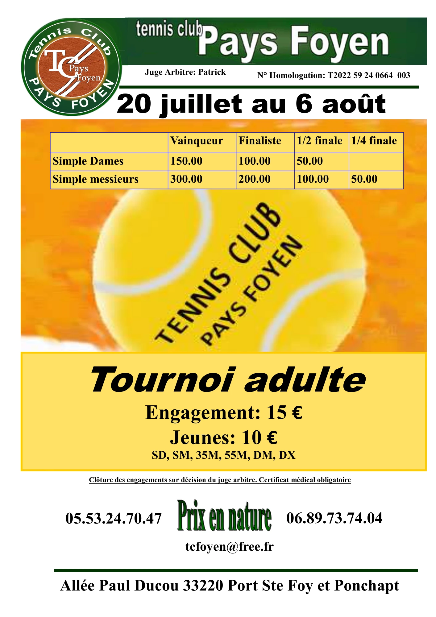 Tournoi tennis 2022