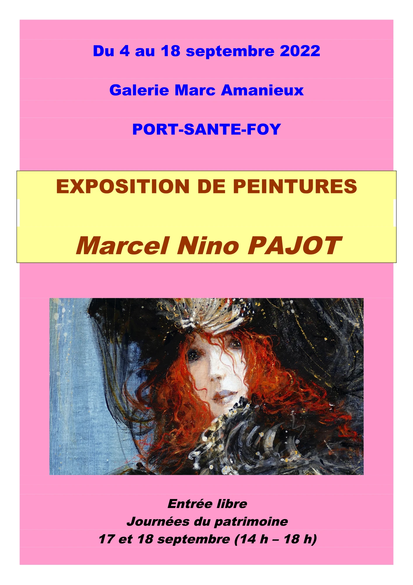 EXPOSITION DE PEINTURES - Marcel Nino PAJOT