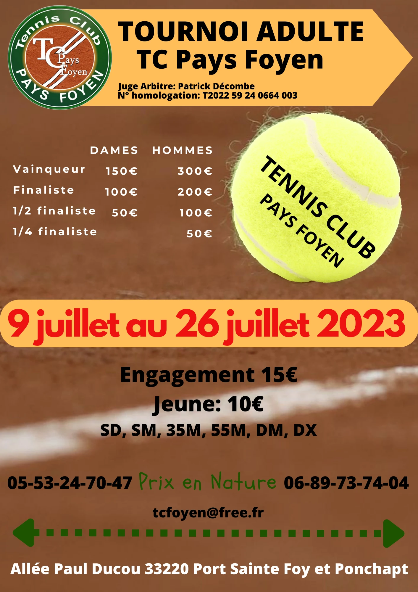 Tournoi de Tennis - TC Pays Foyen - 2023