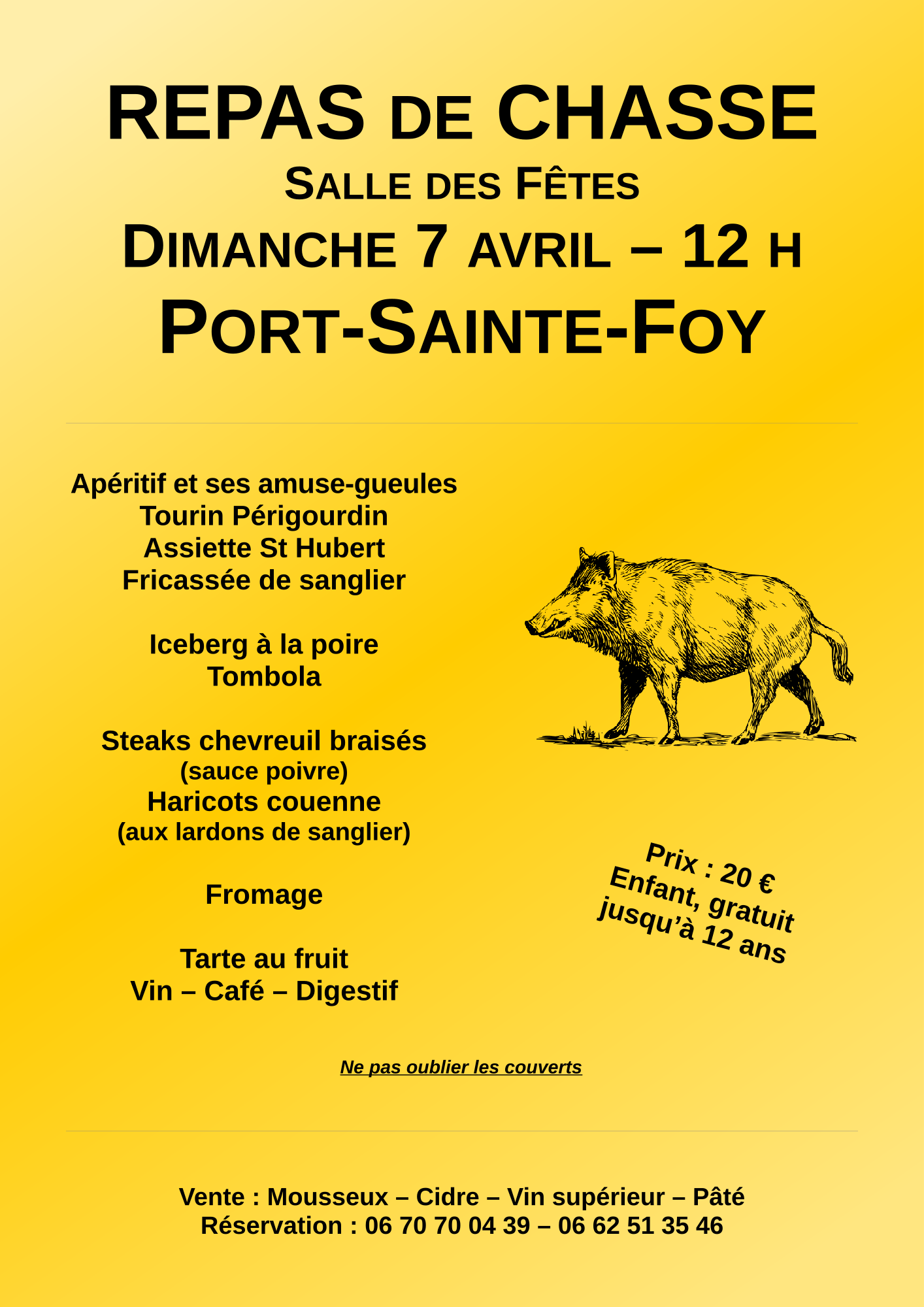 Menu Repas de Chasse Port-Ste-Foy