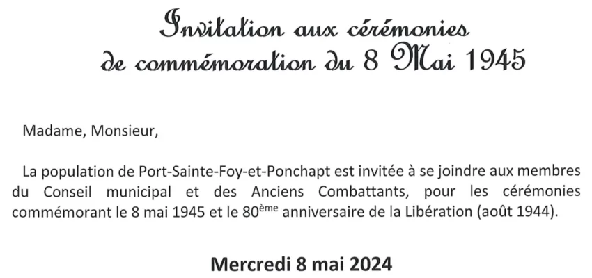 [08-05] Invitation Aux Cérémonies De Commémoration Du 8 Mai 1945 600x300