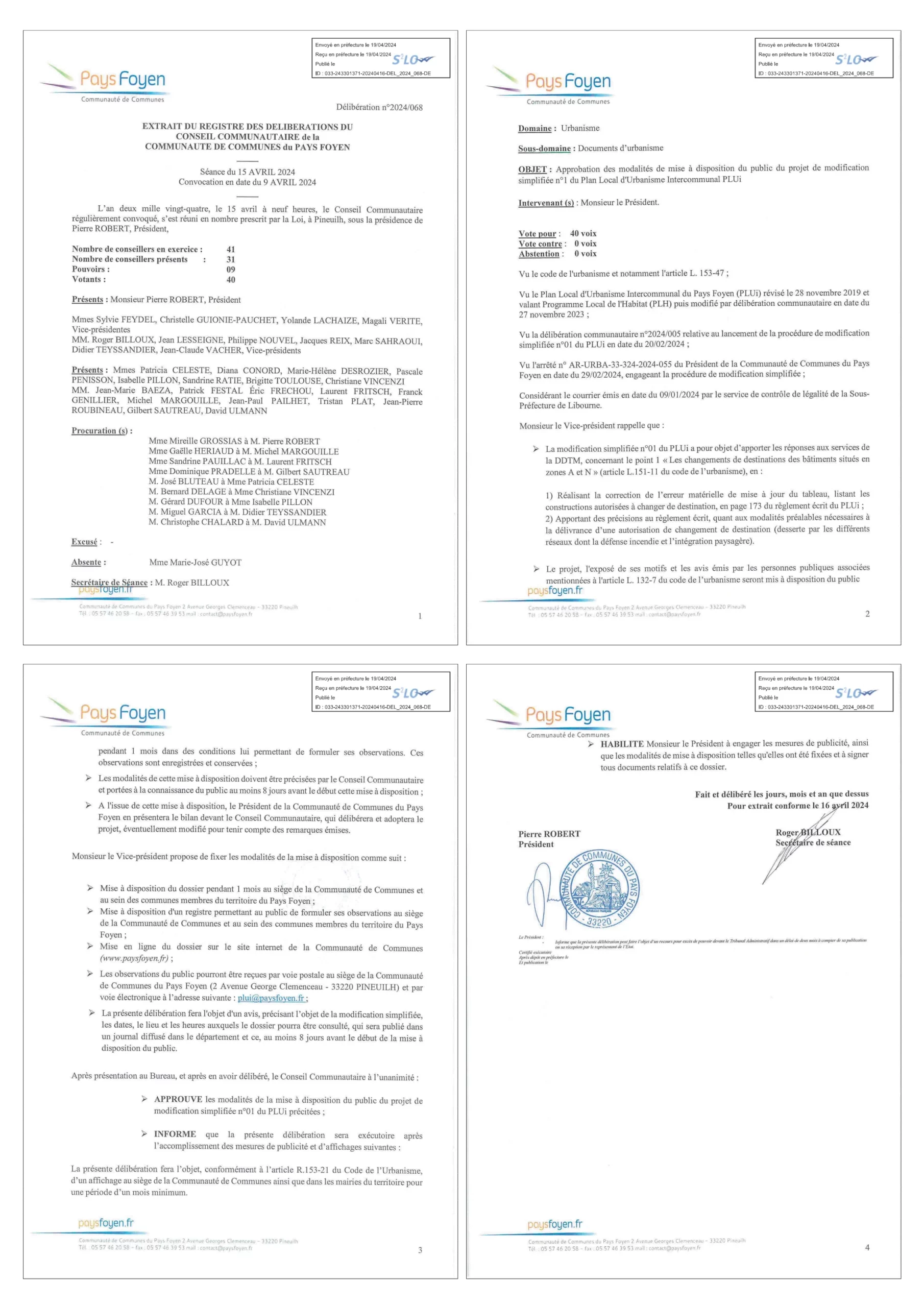 PLUi - Approbation modification simplifiée n°01