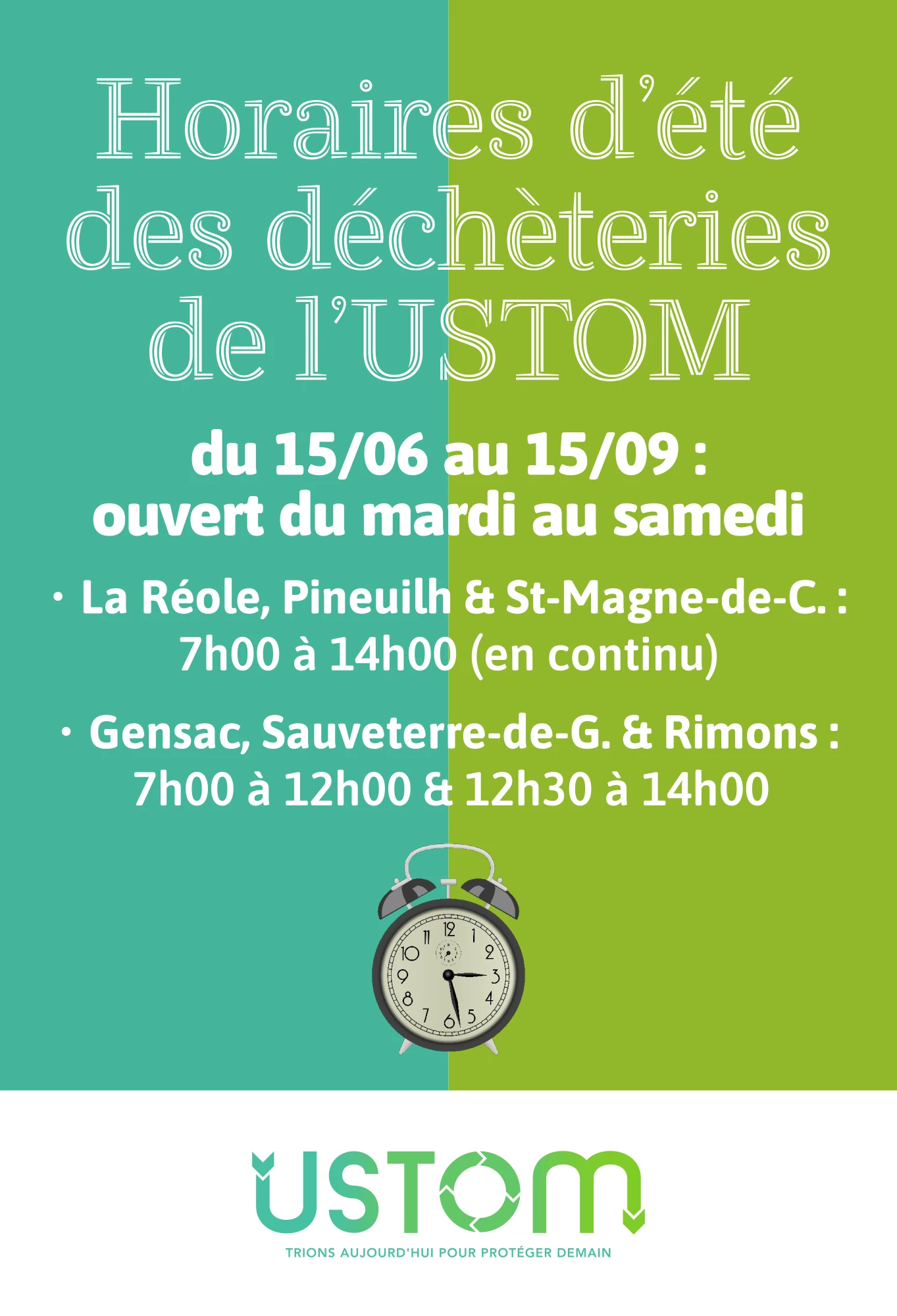 USTOM - Horaires d'été