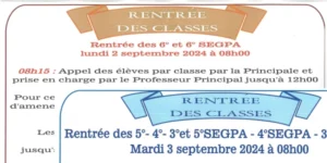 Rentrée Collège