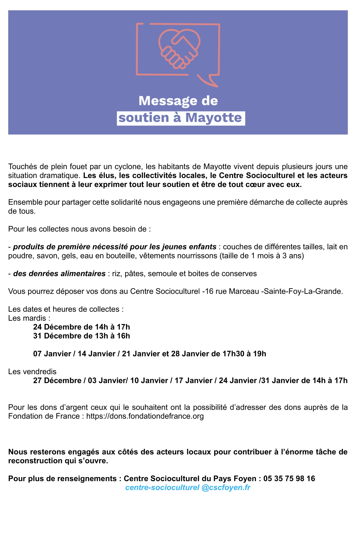 Soutien Mayotte