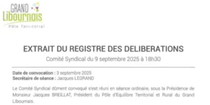 Délibération du 9 septembre 2025 arrêtant le projet du SCoT du Grand Libournais