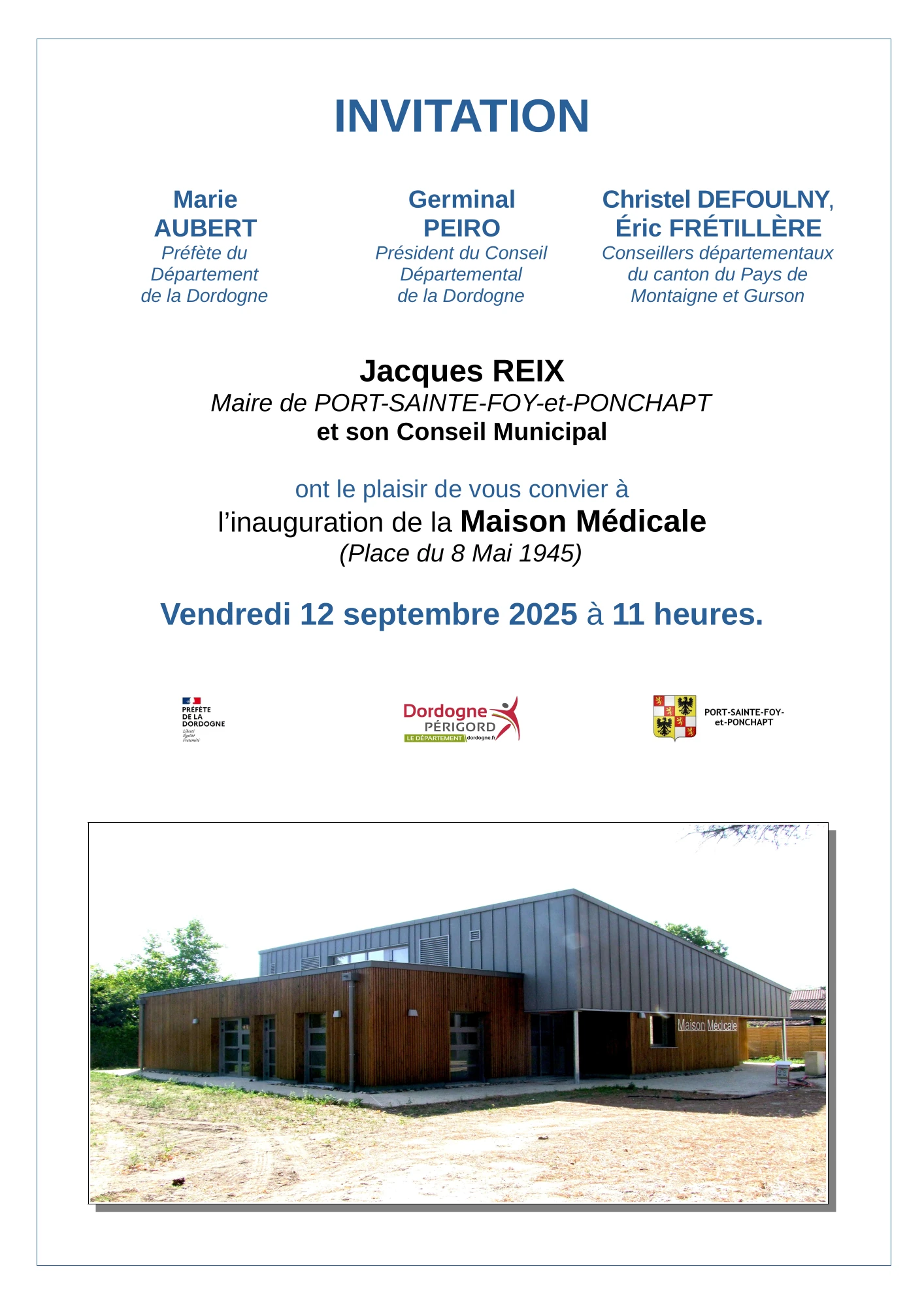 Invitation - Inauguration de la Maison Médicale 2025
