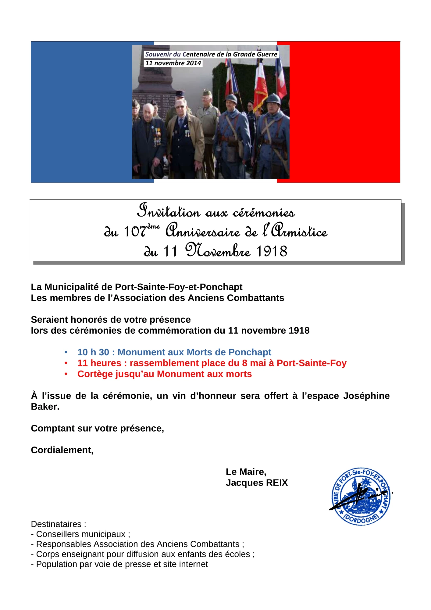 Invitation Cérémonies 11 novembre 2025