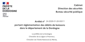 Arrêté préfectoral débits de boissons 6x3