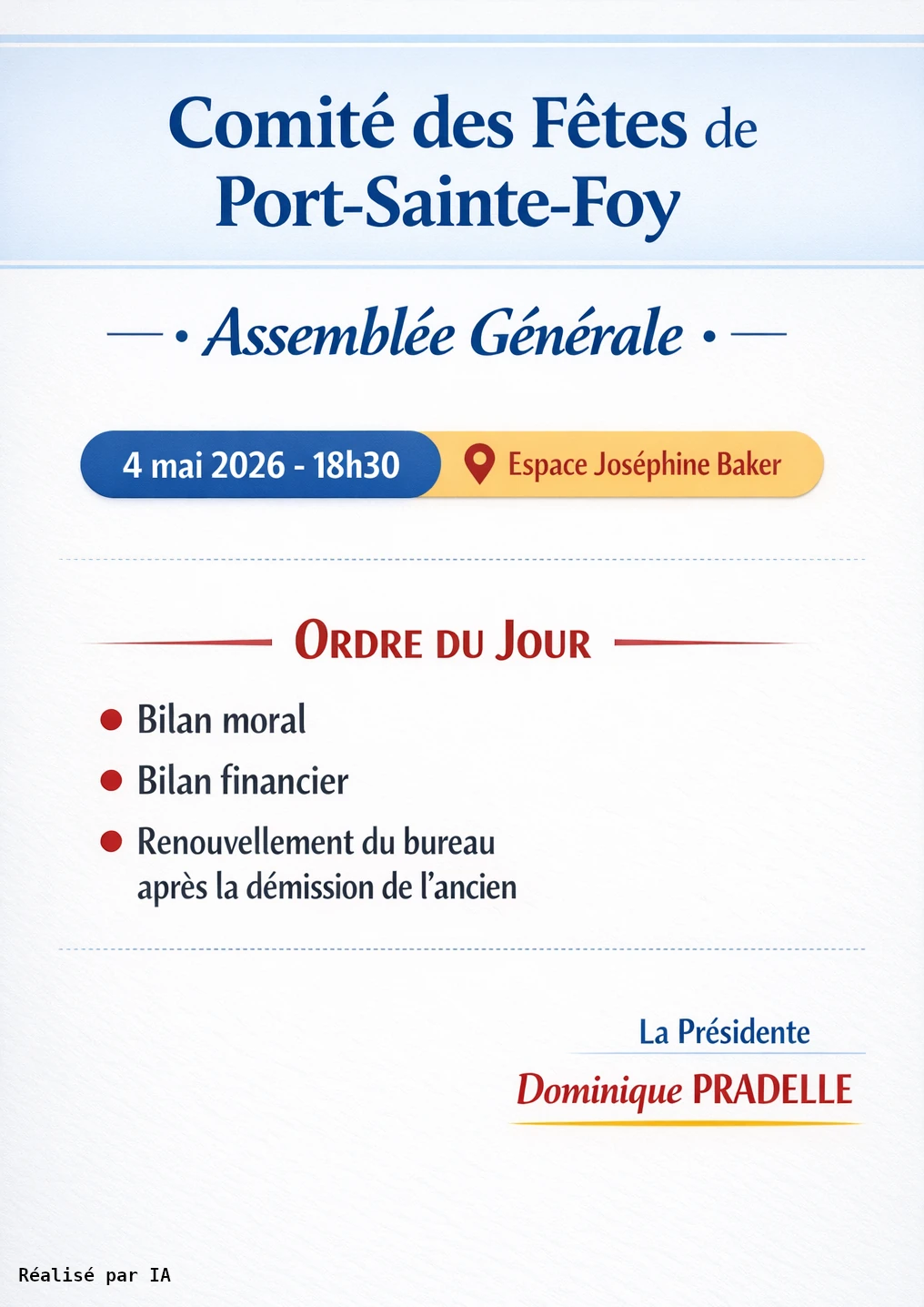 Comité des Fêtes de Port-Sainte-Foy – Assemblée Générale
