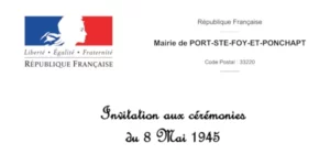 Invitation Cérémonies 8 mai 6x3