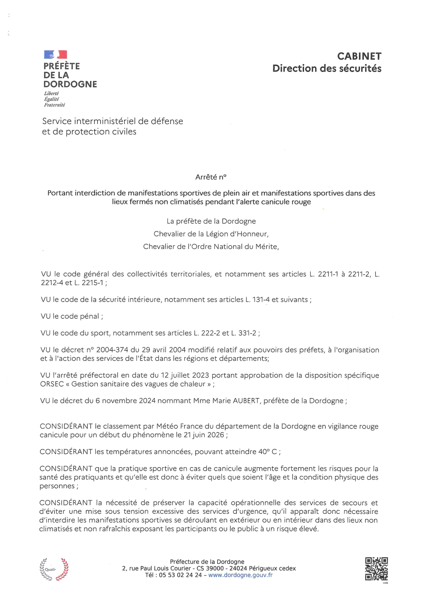 AP manifestations sportives Canicule #1