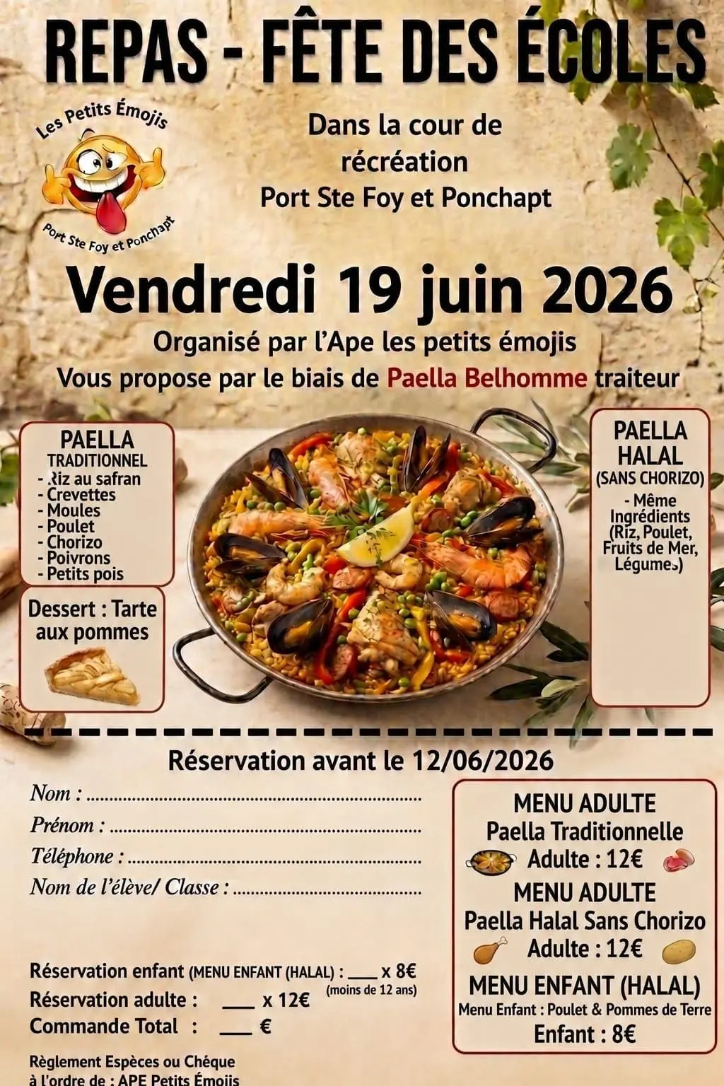 Affiche Repas Paella