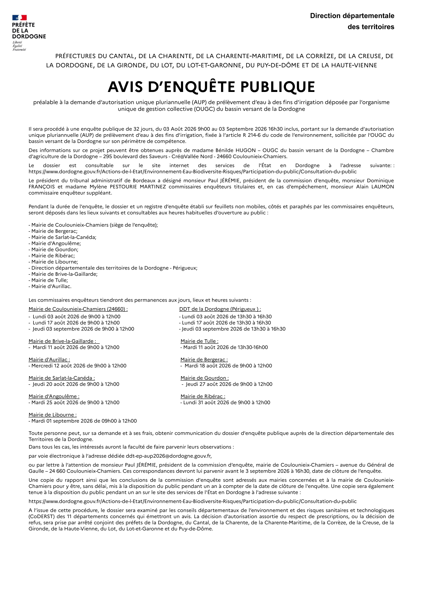 Dossier AUP-OUGC