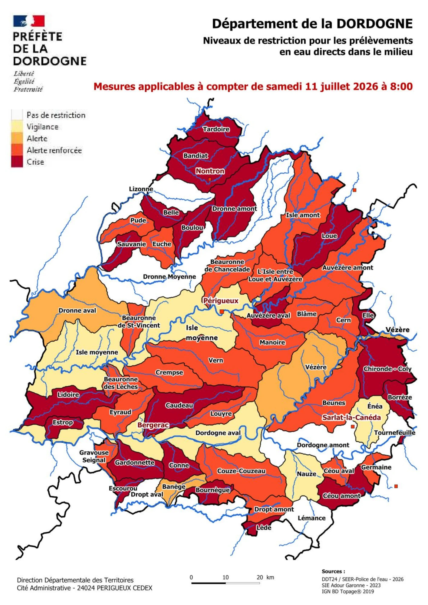 Carte arrêté préfectoral 09-07-2026