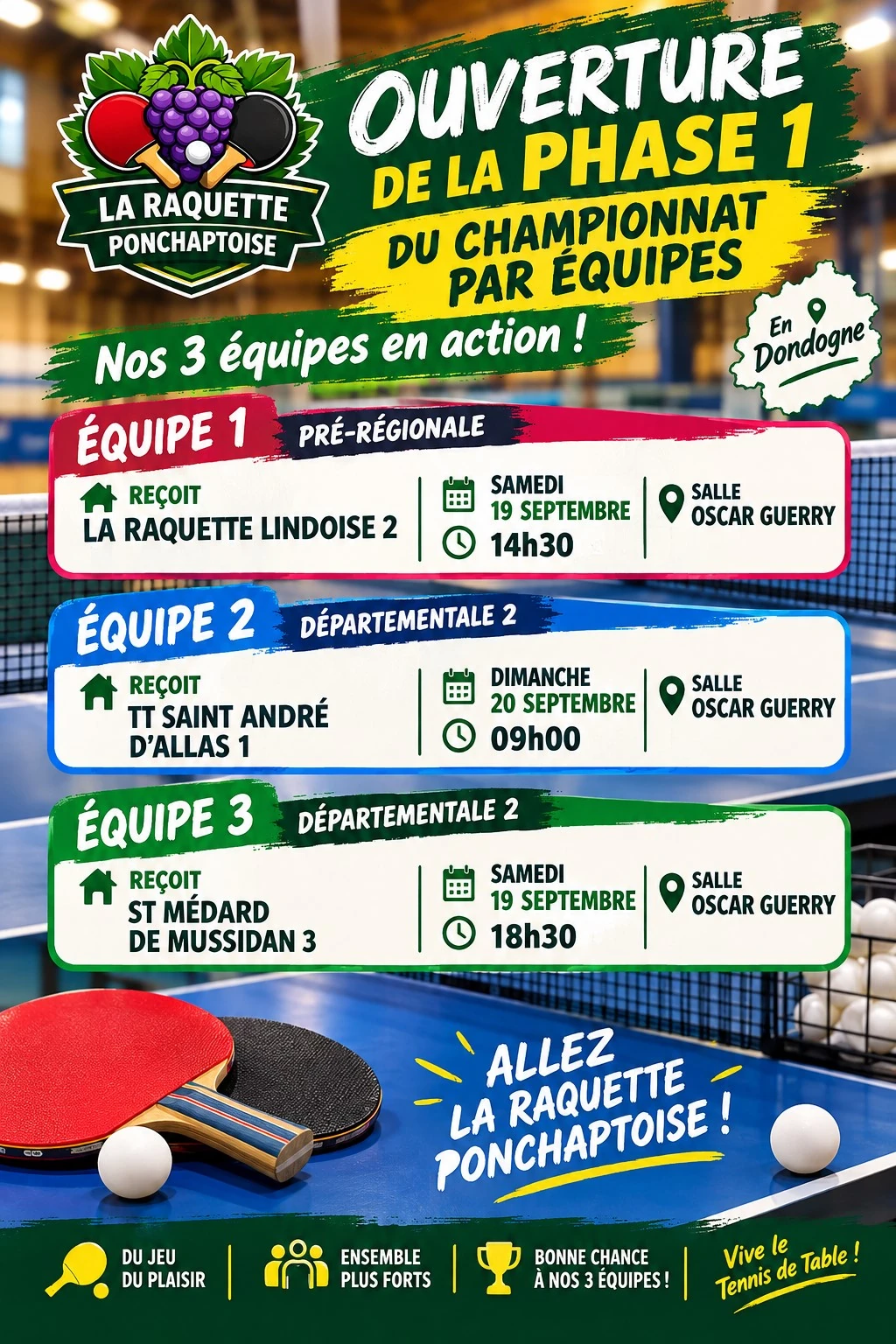 Ping Pong - Ouverture de la Phase 1 du Championnat par Équipes