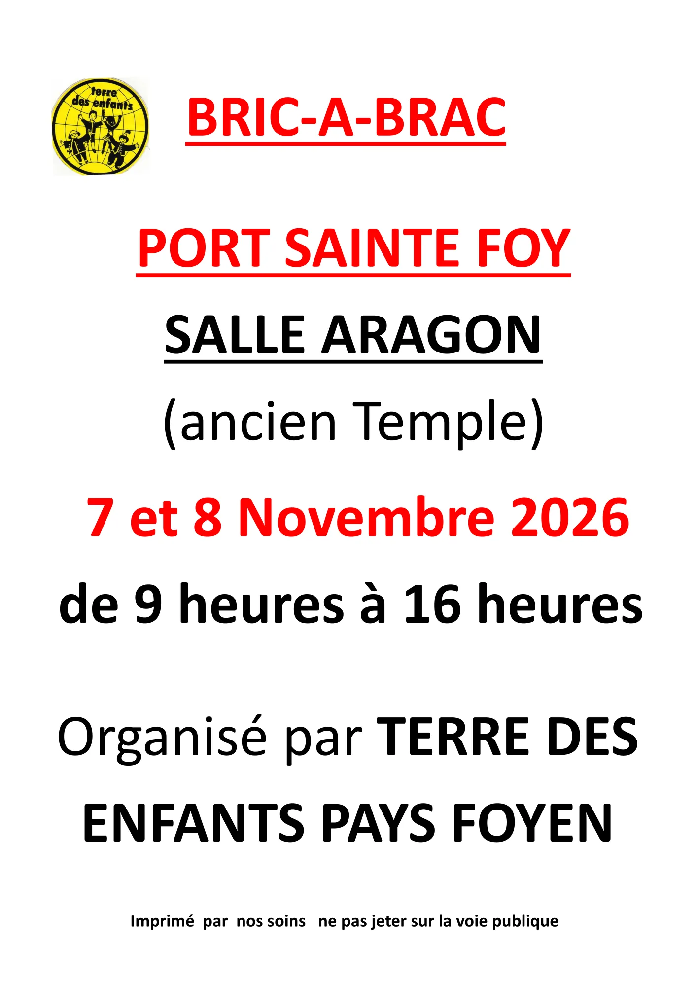 Affiche Bric à Brac 7-8 novembre 2026